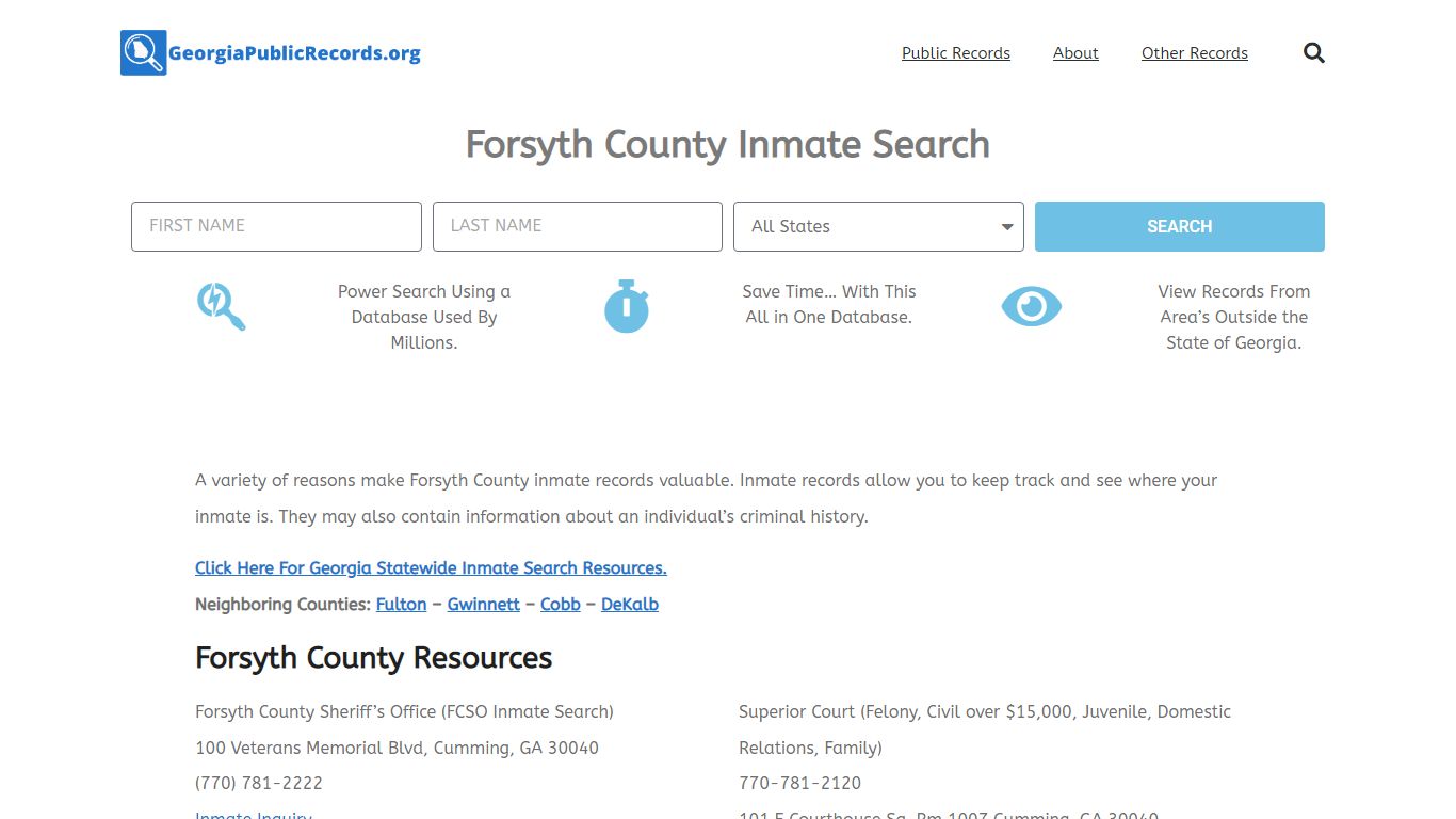 Forsyth County Inmate Search - Georgia Public Records